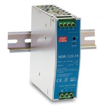 120 W/5.0 A DIN-rail 24 VDC power supply, universal 90 to 264 VAC or 127 to 370