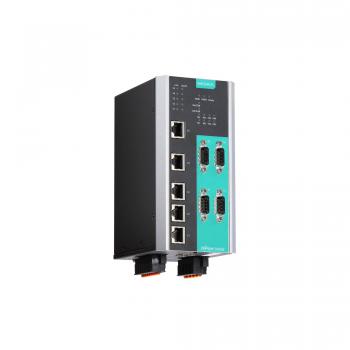 4-port 3-in-1 Device Server, 5-port Managed Switch, 10/100M LAN, 24/48VDC, -40 