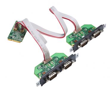 4-port RS-232/422/485 Mini PCI Express serial board, -40°C to 85 operating temp