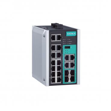 EDS-518E-4GTXSFP, Gigabit Ethernet Switch, 14x10/100BaseT(X) ports, and 4 combo