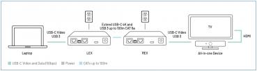 REX ICRON Arbutus 63301, USB-C Extender für USB 3 und 4K Video, 100m, Cat.6a 3