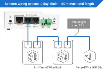 Sensor, HTemp-1Wire Rack 19" für HWg Geräte, Daisychain 2