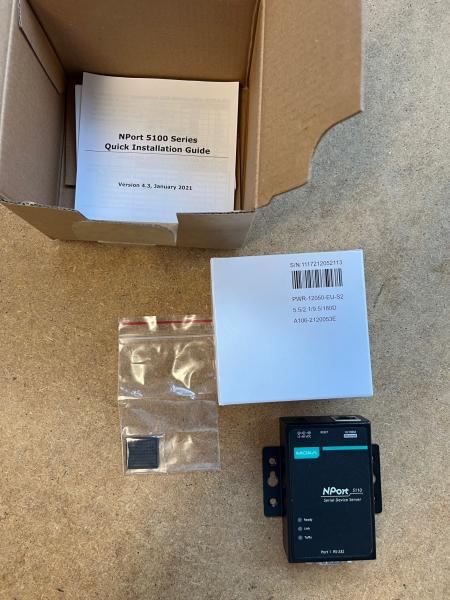 1 Port Device Server, 10/100M Ethernet, RS-232, DB9 male, 12-48VDC und Netzteil 6