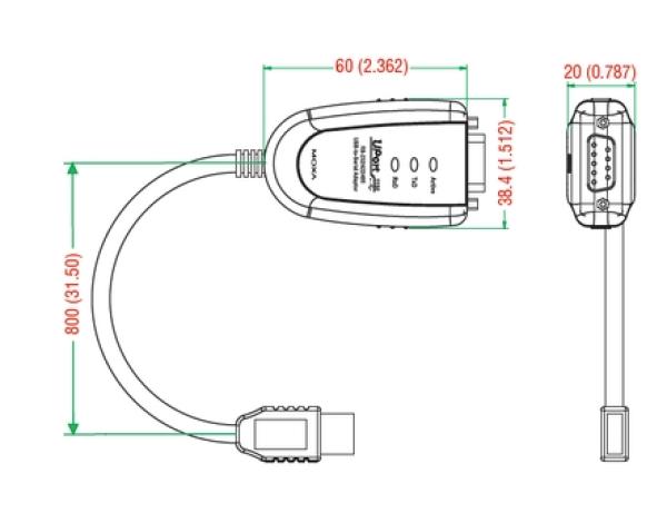 1 Port USB-to-Serial Adaptor, RS-232 2