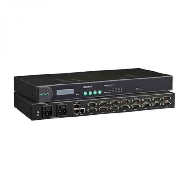 16 Port Terminal Server, 3 in 1, Isolation, Dual 10/100M Ethernet, 88-300 VDC, 