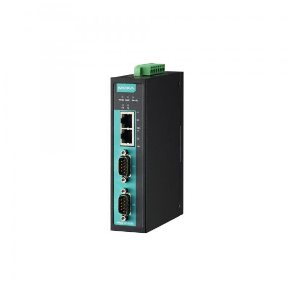 2-port RS-232/422/485 serial device server with 2 KV isolation, 10/100MBaseT(X)