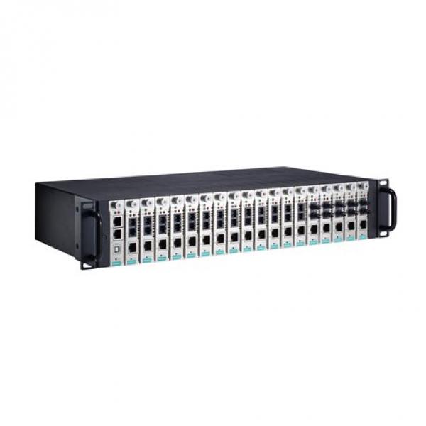 2U Rackmount chassis, with a single 110 to 240 VAC input, 18 slots on the front