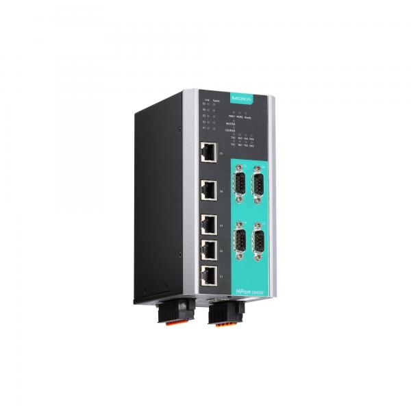 4-port 3-in-1 Device Server, 5-port Managed Switch, 10/100M LAN, 24/48VDC, -40 