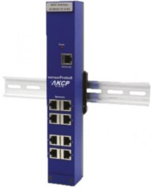 AKCP sensorProbe8N-DIN-DC48, 8 Sensoren, Hutschienenmontage, 40-60VDC Netzteil