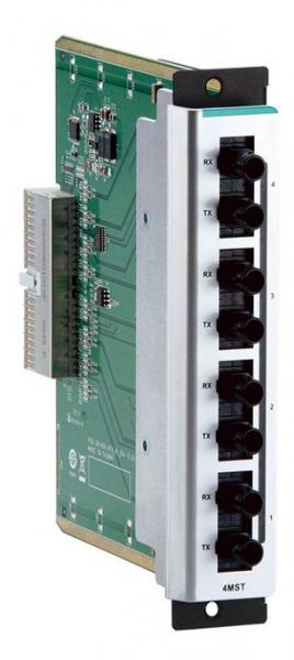 Fast Ethernet interface module with 4 100BaseFX multi-mode ports, ST connectors