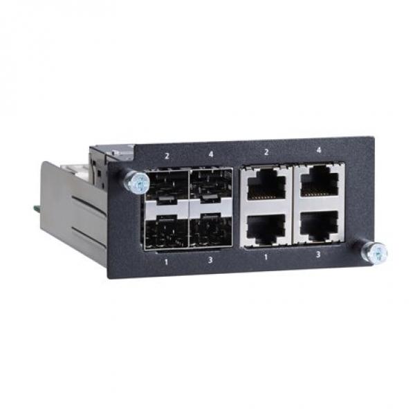 Gigabit Ethernet module with 4 10/100/1000BaseT(X) or 100/1000BaseSFP slot comb