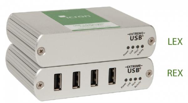 ICRON Ranger 2304GE-LAN Set, USB 2.0, 4-Port Hub, 100m, CATx IP