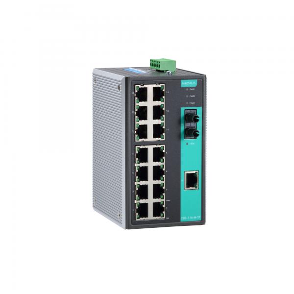 Industrial Unmanaged Ethernet Switch with 14 10/100BaseT(X) ports, 2 single mod