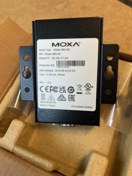 MGate MB3180, 1Port RS-232/422/485 Modbus TCP auf Modbus RTU/ASCII, inkl. Netzt. 4