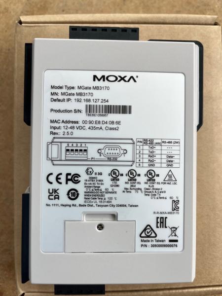 Moxa MGate MB3170, 1Port RS-232/422/485 Modbus Gateway 3