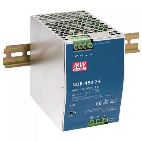 NDR-480-48, MeanWell 480 W/10 A DIN-rail 48 VDC power supply