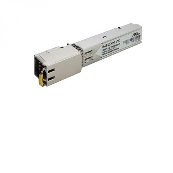 SFP module with 10/100/1000 Base-T port, RJ-45 Connector, -40~75°C Operation Te