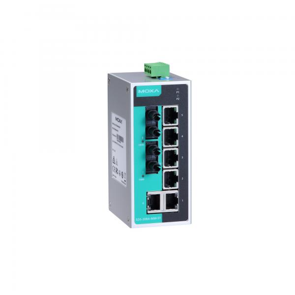 Unmanaged Ethernet switch with 6 10/100BaseT(X) ports, and 2 100BaseFX multi-mo