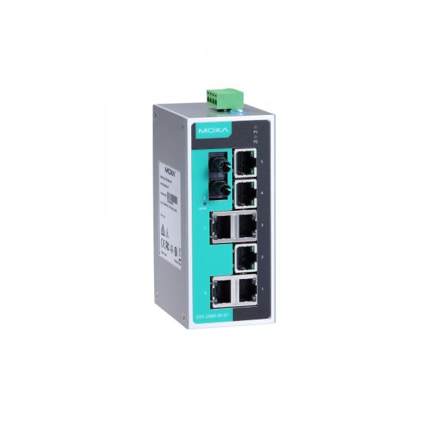 Unmanaged Ethernet switch with 7 10/100BaseT(X) ports, and 1 100BaseFX multi-mo